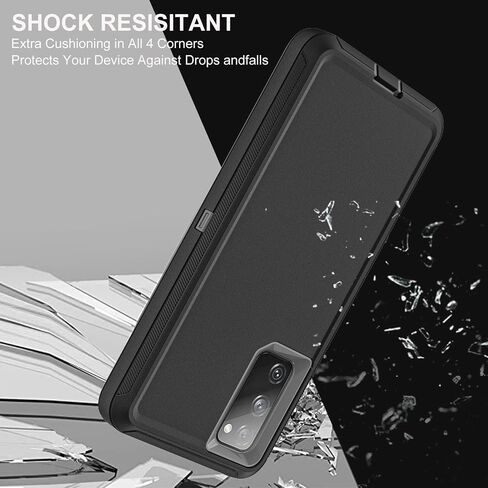 for Samsung Galaxy S20 FE 5G Case, [NOT FIT Galaxy S20] with 2Pcs [Nano Explosion-Proof Film & Camera Lens Protector] Military Grade 3 in 1 Heavy Duty Case for Galaxy S20 FE (Black/Grey) in Saudi Arabia
