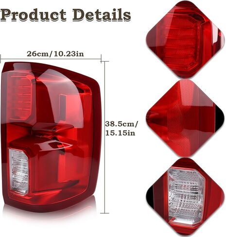 Left Driver Side LED Tail Light Compatible for 2016 2017 2018 Chevy Silverado 1500 High Country With Bulbs And Harness Rear Lamp 84288718 ‎GM2800294 in Saudi Arabia