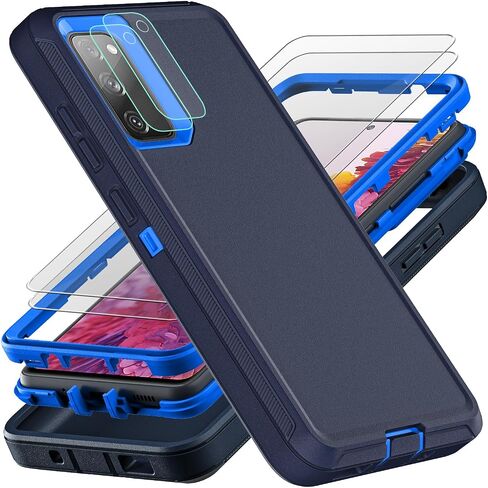 for Samsung Galaxy S20 FE 5G Case, [NOT FIT Galaxy S20] with 2Pcs [Nano Explosion-Proof Film & Camera Lens Protector] Military Grade 3 in 1 Heavy Duty Case for Galaxy S20 FE (Black/Grey) in Saudi Arabia