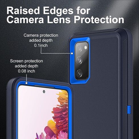 for Samsung Galaxy S20 FE 5G Case, [NOT FIT Galaxy S20] with 2Pcs [Nano Explosion-Proof Film & Camera Lens Protector] Military Grade 3 in 1 Heavy Duty Case for Galaxy S20 FE (Black/Grey) in Saudi Arabia