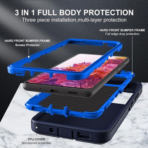 for Samsung Galaxy S20 FE 5G Case, [NOT FIT Galaxy S20] with 2Pcs [Nano Explosion-Proof Film & Camera Lens Protector] Military Grade 3 in 1 Heavy Duty Case for Galaxy S20 FE (Black/Grey) in Saudi Arabia