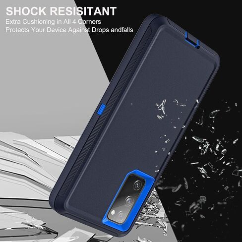 for Samsung Galaxy S20 FE 5G Case, [NOT FIT Galaxy S20] with 2Pcs [Nano Explosion-Proof Film & Camera Lens Protector] Military Grade 3 in 1 Heavy Duty Case for Galaxy S20 FE (Black/Grey) in Saudi Arabia