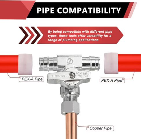 (Pack of 2) EFIELD 1/4-Turn Stop Tee Valve 1/2" Barb Crimp PEX x 1/2" Barb Crimp PEX x 3/8 Inch OD Compression Chrome in Kuwait
