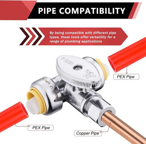 (Pack of 2) EFIELD 1/4-Turn Stop Tee Valve 1/2" Barb Crimp PEX x 1/2" Barb Crimp PEX x 3/8 Inch OD Compression Chrome in Kuwait