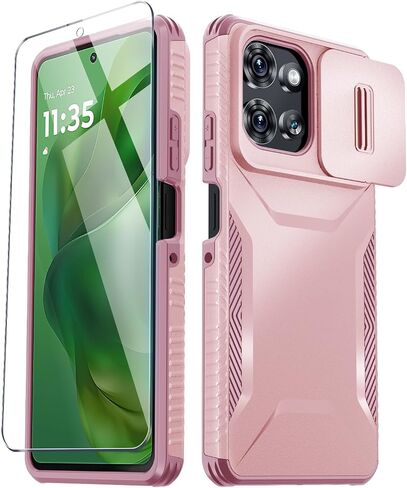 Compatible with Motorola Moto G 5G 2025 Case with Slide Camera Cover+Screen Protector,Military Grade Drop Protection,Heavy Duty Rugged Shockproof Phone Cover,Black in Saudi Arabia