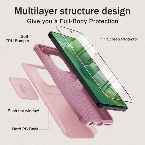 Compatible with Motorola Moto G 5G 2025 Case with Slide Camera Cover+Screen Protector,Military Grade Drop Protection,Heavy Duty Rugged Shockproof Phone Cover,Black in Saudi Arabia