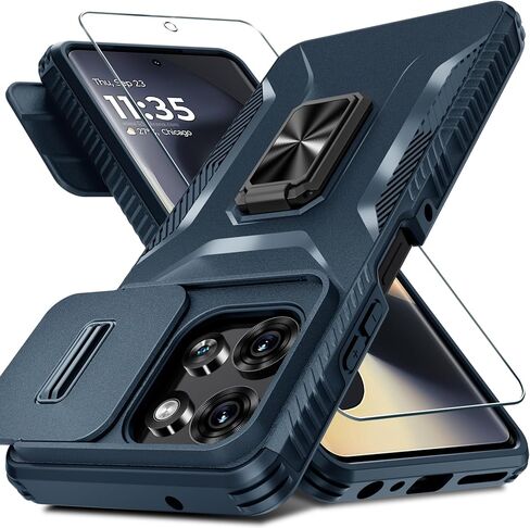 متوافق مع Motorola Moto G 5G 2025 CASE مع غطاء الكاميرا الشريحة+واقي الشاشة ، وحماية إسقاط الصف العسكري ، وغطاء هاتفي مقاوم للصدمة ، أسود ، أسود in Saudi Arabia