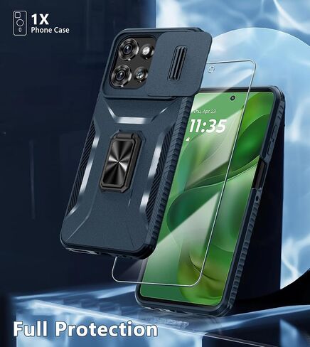 متوافق مع Motorola Moto G 5G 2025 CASE مع غطاء الكاميرا الشريحة+واقي الشاشة ، وحماية إسقاط الصف العسكري ، وغطاء هاتفي مقاوم للصدمة ، أسود ، أسود in Saudi Arabia
