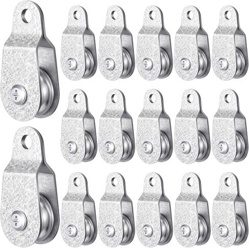 20 Pcs Small Single Pulley Block Wheel Bearing Inside Single Snatch Cable Pulley Block Galvanized Hanging Rope Pulley for 6mm / 0.23 Inch Wire Rope, Load Capacity 70 Lbs in Kuwait