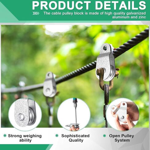 20 Pcs Small Single Pulley Block Wheel Bearing Inside Single Snatch Cable Pulley Block Galvanized Hanging Rope Pulley for 6mm / 0.23 Inch Wire Rope, Load Capacity 70 Lbs in Kuwait