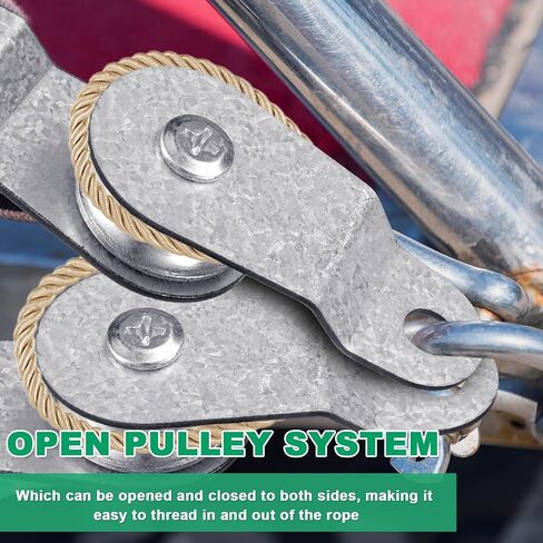 20 Pcs Small Single Pulley Block Wheel Bearing Inside Single Snatch Cable Pulley Block Galvanized Hanging Rope Pulley for 6mm / 0.23 Inch Wire Rope, Load Capacity 70 Lbs in Kuwait