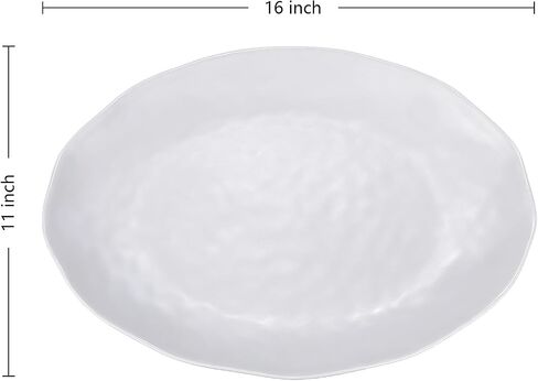 Yalin Oval Large Serving Platter, 16 Inch Melamine Serving Tray, Great for Restaurant, Steak, Salad and Everyday, Set of 2 White Dinner Plates in Kuwait