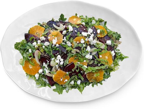 Yalin Oval Large Serving Platter, 16 Inch Melamine Serving Tray, Great for Restaurant, Steak, Salad and Everyday, Set of 2 White Dinner Plates in Kuwait