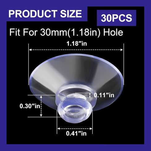 Oiiki 30 PCS 35mm أكواب شفط قوية مع روابط سحاب 50 PCS ، منصات مصاصة مضادة للمطاط بدون خطافات ، أكواب شفط لأسطح الطاولة الزجاجية ، خزان السمك ، أثاث المطبخ - واضح in Kuwait