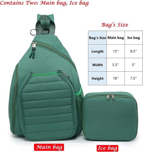 RAINBOW SMILE Sling Bag Crossbody Backpack for Pickleball Paddle Tennis Racketball Travel for Men and Women, with Ice Bag 2PS in Kuwait