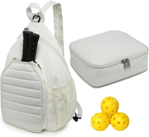 RAINBOW SMILE Sling Bag Crossbody Backpack for Pickleball Paddle Tennis Racketball Travel for Men and Women, with Ice Bag 2PS in Kuwait