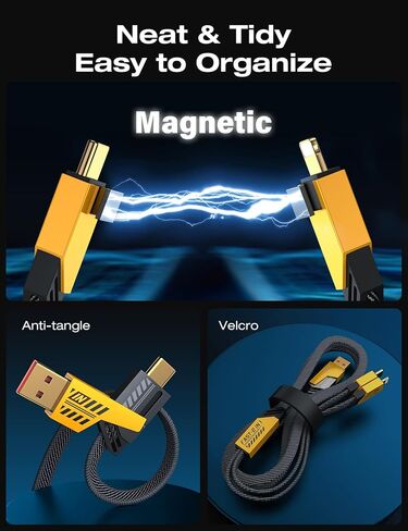 USB C Cable Lightning Cable [4 in 1 65W Fast Charging Cable] Flat Braided USB C to USB C Charger Cord, Multi Charging Cable Combo Type C/USB A/Lightning Port for iPhone/iPad/Samsung, 4ft, Yellow in Saudi Arabia