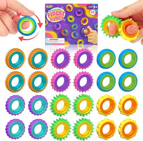 Fidget Toys Sensory Rings for Kids: 12 Pack Finger Spinner Rings - Texture Stress Toys for Kids Autism Calming - Fun Fidgets for Student Classroom Prize Stocking Stuffers in Saudi Arabia