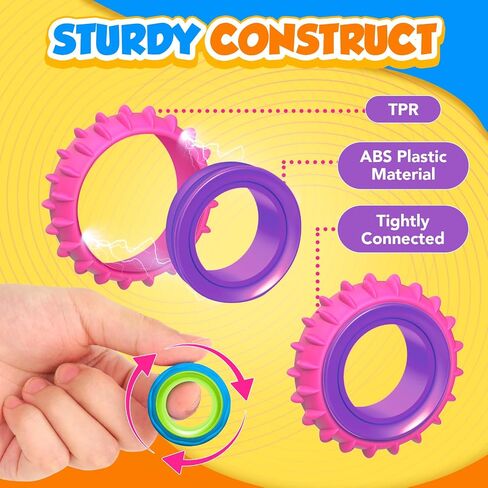 Fidget Toys Sensory Rings for Kids: 12 Pack Finger Spinner Rings - Texture Stress Toys for Kids Autism Calming - Fun Fidgets for Student Classroom Prize Stocking Stuffers in Saudi Arabia