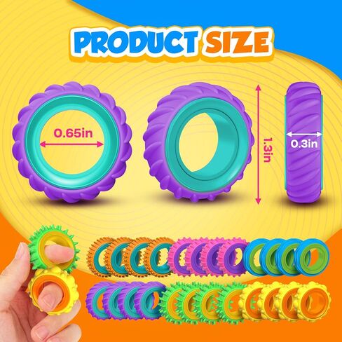 Fidget Toys Sensory Rings for Kids: 12 Pack Finger Spinner Rings - Texture Stress Toys for Kids Autism Calming - Fun Fidgets for Student Classroom Prize Stocking Stuffers in Saudi Arabia