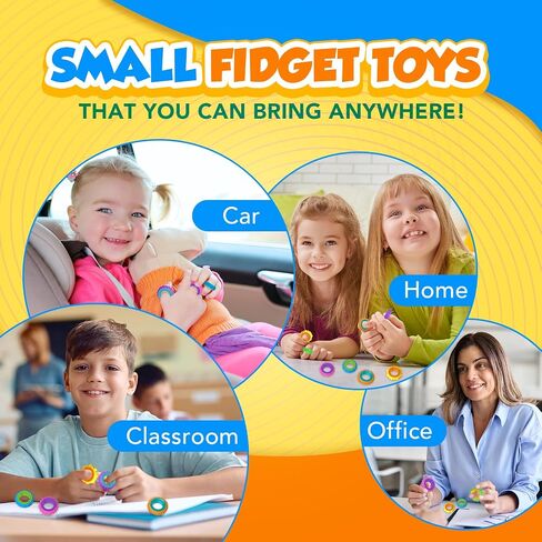 Fidget Toys Sensory Rings for Kids: 12 Pack Finger Spinner Rings - Texture Stress Toys for Kids Autism Calming - Fun Fidgets for Student Classroom Prize Stocking Stuffers in Saudi Arabia