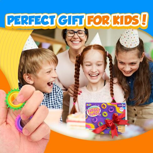 Fidget Toys Sensory Rings for Kids: 12 Pack Finger Spinner Rings - Texture Stress Toys for Kids Autism Calming - Fun Fidgets for Student Classroom Prize Stocking Stuffers in Saudi Arabia