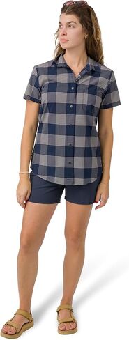 Flylow Women's Anderson Plaid Button-Up Shorts Sleeve UPF Shirt for Travel & Casual Wear in Kuwait