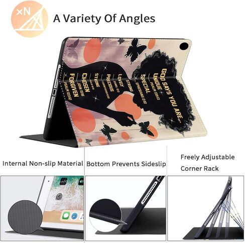 Case for iPad Mini 5/4/3/2/1, Durable Shockproof Protective Cover for Apple 7.9 inch iPad Mini 1st,2nd,3rd,4th,5th Generation，African American Black Woman Butterfly in Kuwait