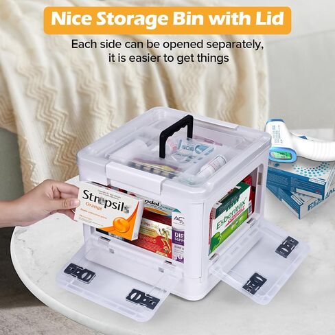 20 QT Plastic Storage Bins with Lids, Folding Storage Box with Removable Tray for Art Supply Craft Organizers, Sewing, Bead, Tool, Toy, Clear Storage Container with Wheels and Handle in Saudi Arabia