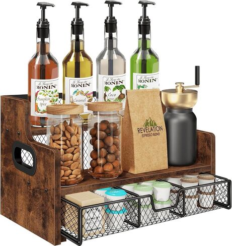 رف زجاجة زجاجة الخمور هومود ، 3 خطوات من منظم رف شراب القهوة ، رف نبيذ الخمور كونترتوب ، بار صغير in Kuwait