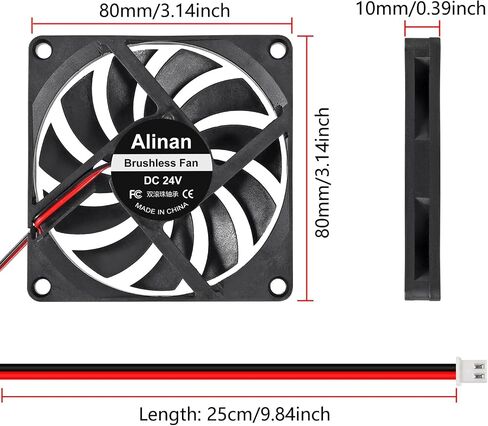 Alinan 4pcs 8010 80mm × 10 مم 5 فولت محامل الكرة المزدوجة معجبة بدون فرش 2pin 2pin DC مروحة العادم in Kuwait