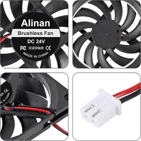 Alinan 4pcs 8010 80mm × 10 مم 5 فولت محامل الكرة المزدوجة معجبة بدون فرش 2pin 2pin DC مروحة العادم in Kuwait