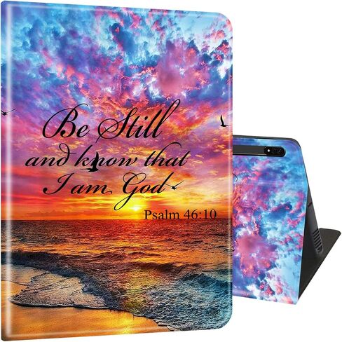 Case for Samsung Galaxy Tab S8 Plus 2022/S7 FE 2021/S7 Plus 2020 12.4 inch, Ultra-Thin Multi-Angle Bracket Full Body Case with Wake/Sleep Function - Sunsets, Beaches, Seagulls and Waves in Kuwait