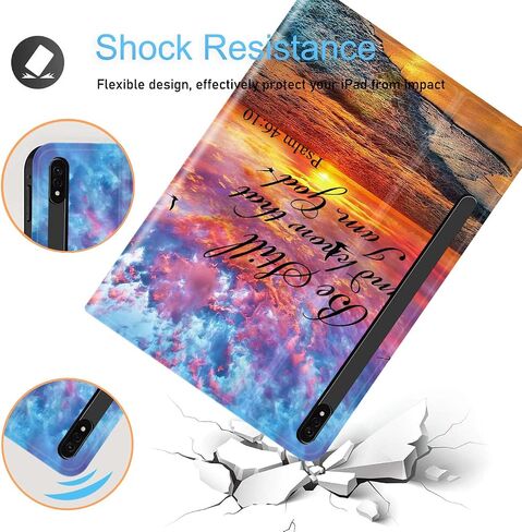 Case for Samsung Galaxy Tab S8 Plus 2022/S7 FE 2021/S7 Plus 2020 12.4 inch, Ultra-Thin Multi-Angle Bracket Full Body Case with Wake/Sleep Function - Sunsets, Beaches, Seagulls and Waves in Kuwait
