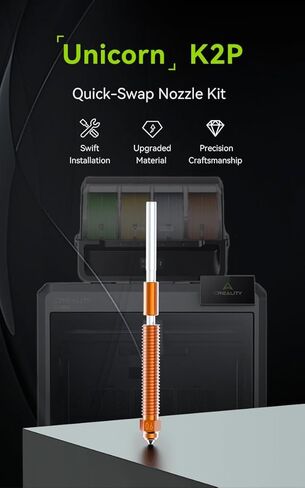 Creality K2P Unicorn Quick-Swap Nozzle Kit (4PCS) with Thermal Grease for 3D Printer K2 Plus, Swift Installation, High-Flow Printing, Upgraded Material, Multiple Aperture Options, 0.4mm, 0.6mm,0.8mm in Kuwait