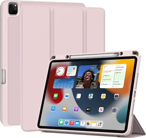 Case for iPad Pro 12.9 Case 6th/5th/4th Gen ، Case Slim Folio مع حامل القلم الرصاص و Wake/Sleep ، غطاء الحامل الذكي Trifold لـ iPad 12.9 Pro Case 2022/2021/2020 - Pink in Kuwait