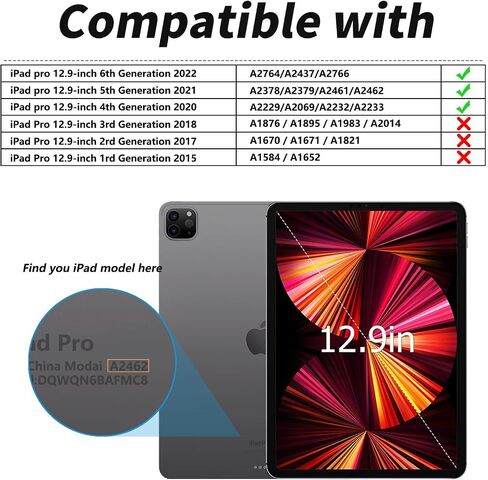 Case for iPad Pro 12.9 Case 6th/5th/4th Gen ، Case Slim Folio مع حامل القلم الرصاص و Wake/Sleep ، غطاء الحامل الذكي Trifold لـ iPad 12.9 Pro Case 2022/2021/2020 - Pink in Kuwait