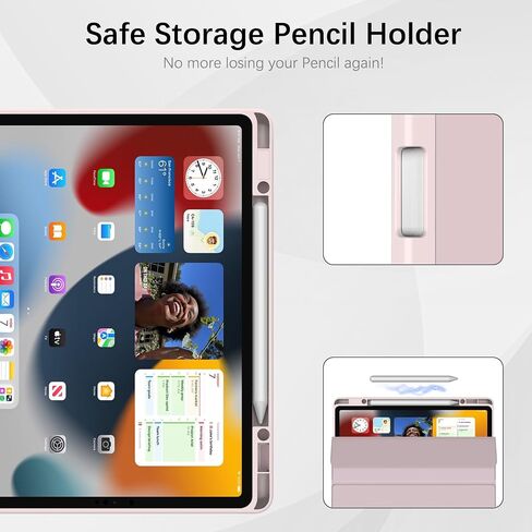 Case for iPad Pro 12.9 Case 6th/5th/4th Gen ، Case Slim Folio مع حامل القلم الرصاص و Wake/Sleep ، غطاء الحامل الذكي Trifold لـ iPad 12.9 Pro Case 2022/2021/2020 - Pink in Kuwait