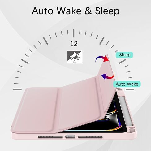 Case for iPad Pro 12.9 Case 6th/5th/4th Gen ، Case Slim Folio مع حامل القلم الرصاص و Wake/Sleep ، غطاء الحامل الذكي Trifold لـ iPad 12.9 Pro Case 2022/2021/2020 - Pink in Kuwait