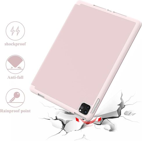 Case for iPad Pro 12.9 Case 6th/5th/4th Gen ، Case Slim Folio مع حامل القلم الرصاص و Wake/Sleep ، غطاء الحامل الذكي Trifold لـ iPad 12.9 Pro Case 2022/2021/2020 - Pink in Kuwait