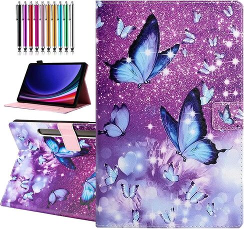 Case for Samsung Galaxy Tab S9 FE 10.9 Inch/S9 11 Inch 2023 Model, Auto Wake/Sleep, Premium PU Leather Folding Stand Cover with Pen Holder & Multiple Viewing Angles - Butterfly in Saudi Arabia