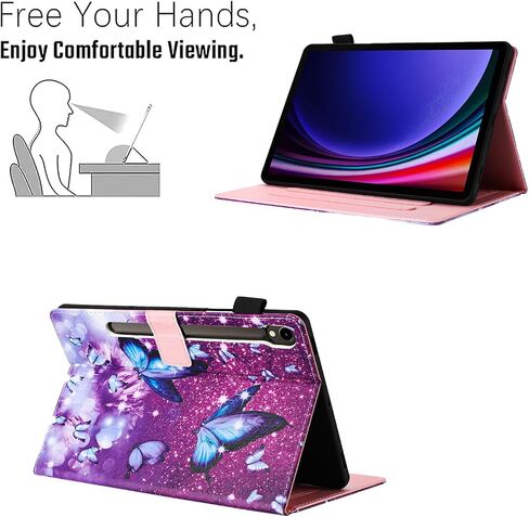 Case for Samsung Galaxy Tab S9 FE 10.9 Inch/S9 11 Inch 2023 Model, Auto Wake/Sleep, Premium PU Leather Folding Stand Cover with Pen Holder & Multiple Viewing Angles - Butterfly in Saudi Arabia