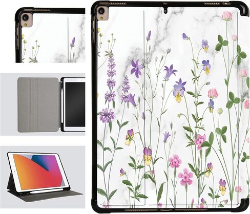 Soft TPU Case for iPad 10.2 / Air 3 10.5 2019 / iPad Pro 10.5 2017, Auto Sleep/Wake with Apple Pencil Holder [Anti Fingerprint][Anti Dirt][Waterproof][Anti Scratch] Case Cover (Country Garden) in Saudi Arabia