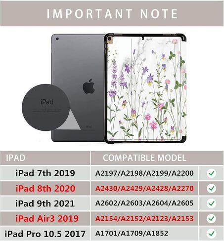 Soft TPU Case for iPad 10.2 / Air 3 10.5 2019 / iPad Pro 10.5 2017, Auto Sleep/Wake with Apple Pencil Holder [Anti Fingerprint][Anti Dirt][Waterproof][Anti Scratch] Case Cover (Country Garden) in Saudi Arabia