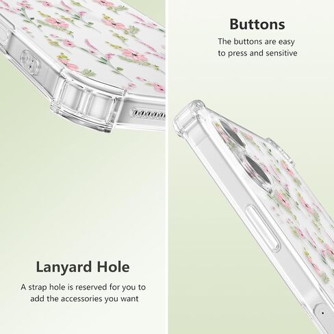 ZTOFERA for iPhone 16 Phone Case Clear, Cute Flower Pattern for Women Girls Phone Cover 4 Corners Thickened Slim TPU Bumper Anti-Drop Protective Case for iPhone 16, Pink Flower in Saudi Arabia