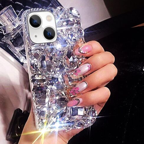 Bonitec Case for iPhone 14 Plus Glitter Case for Women 3D Glitter Sparkle Bling Case Luxury Shiny Crystal Rhinestone Diamond Bumper Clear Gems Cute Case for Women Girls in Kuwait