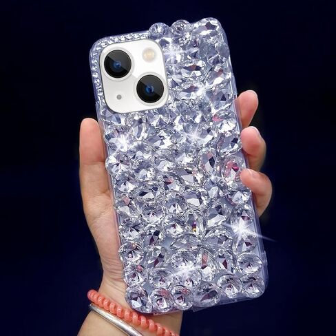 Bonitec Case for iPhone 14 Plus Glitter Case for Women 3D Glitter Sparkle Bling Case Luxury Shiny Crystal Rhinestone Diamond Bumper Clear Gems Cute Case for Women Girls in Kuwait
