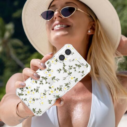 ZTOFERA for iPhone 16 Phone Case Clear, Cute Flower Pattern for Women Girls Phone Cover 4 Corners Thickened Slim TPU Bumper Anti-Drop Protective Case for iPhone 16, Pink Flower in Kuwait