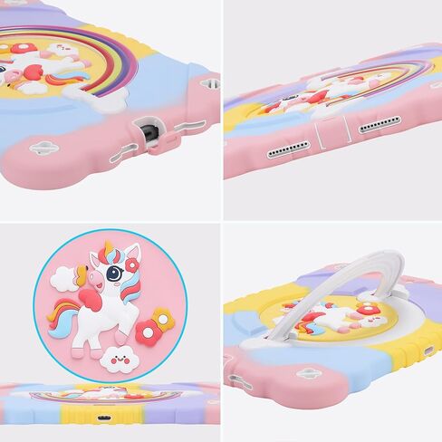 XZC Case for Samsung Galaxy Tab A8 10.5 بوصة (SM-X205N/X200N/X207) 2021/2022 يونيكورن غطاء وقائي مقاوم للصدمات مع حزام كتف قابل للتعديل (وردي) in Kuwait