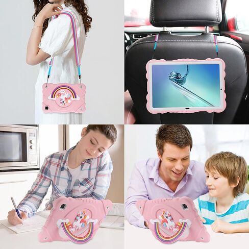 XZC Case for Samsung Galaxy Tab A8 10.5 بوصة (SM-X205N/X200N/X207) 2021/2022 يونيكورن غطاء وقائي مقاوم للصدمات مع حزام كتف قابل للتعديل (وردي) in Kuwait